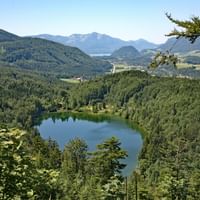 Charming view to lake Nussensee in the Salzkammergut region