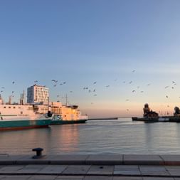 Sicht auf's Meer bei Sonnenuntergang in Helsingborg