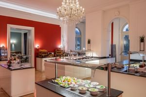 Modern and well-stocked breakfast buffet