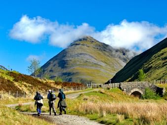 Hiker on their way through Scotland