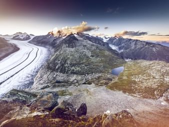 Aletsch Glacier panoramic picture. Aletsch panoramic trail. Hiking holidays with Eurotrek.