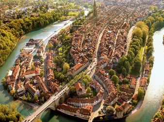 Die schöne Stadt Bern aus der Vogelperspektive