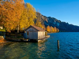Autumnal view of Lake Attersee
