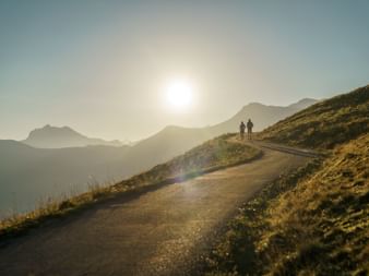 Trail runners in the Bernese Oberland mountain landscape