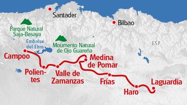 Landkarte Ebro - Rioja Tour