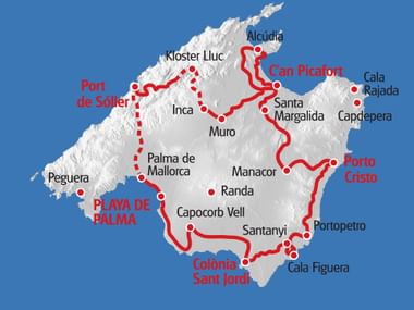 Karte Mallorca Grosse Rundfahrt