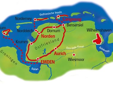 Karte Ostfriesland Inselhüpfen