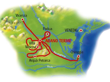 Karte Abano Terme Sternfahrt