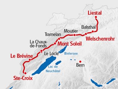 Karte Arc Jurassien - Ste-Croix - Liestal