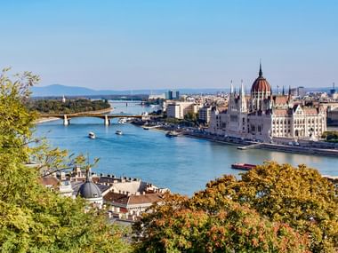 Budapest, view of the Pest district with Parliament
