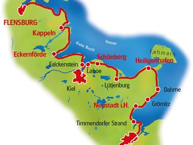 Karte Ostsee-Radweg I, Lübeck - Flensburg
