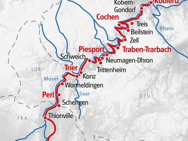 Eurotrek Karte Velo Mosel-Radweg - Metz - Koblenz