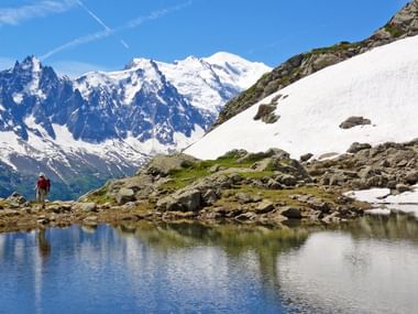 Lac Blanc am Mont Blanc mit Bergkulisse