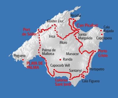 Karte Mallorca Grosse Rundfahrt