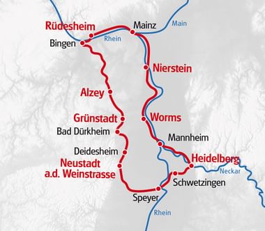 Eurotrek Karte Rhein Winzertour