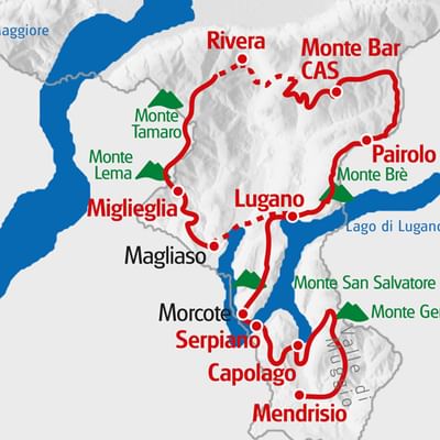 Die Wandertour Sentiero Lago di Lugano von Eurotrek startet in Lugano und folgt dem Lago di Lugano.