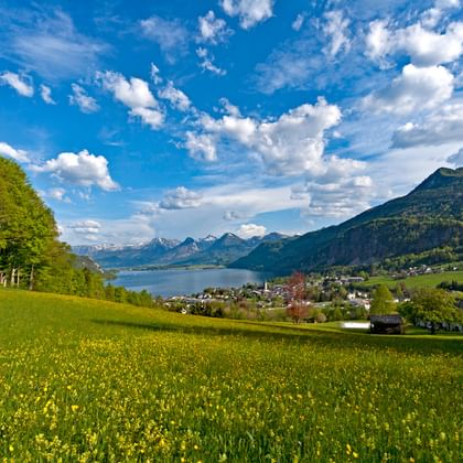 Stunning hiking panorama at lake Wolfgangsee