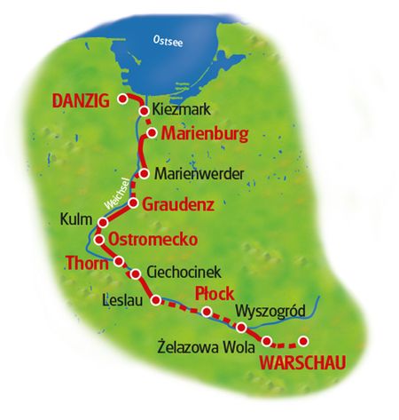 Radtour Warschau - Danzig - Karte