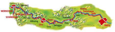 Karte Donau-Radweg Schärding - Wien