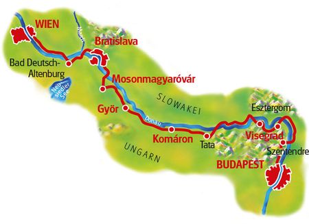 Map Vienna - Budapest