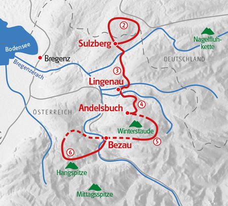 Karte Wandern Bregenzerwald