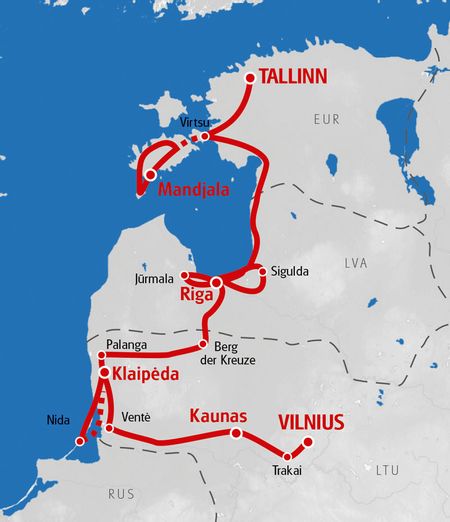 Eurotrek Karte Littauen Estland Lettland