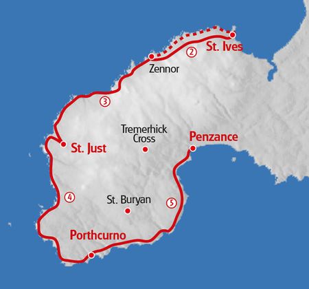 Wanderung Cornwall - South West Coast Path Karte