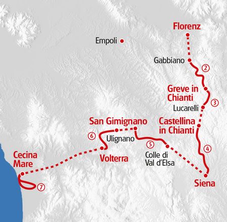 Wandern Toskana Karte