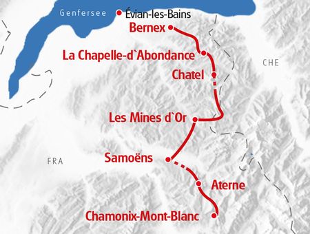 Karte der Tour Via Alpina 2023. 