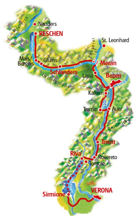 Karte Reschensee - Verona