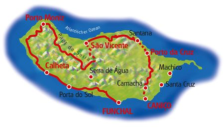 Karte Madeira Rundfahrt
