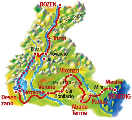 Map Bolzano - Venice