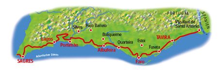 Radreise in der Algarve - Karte