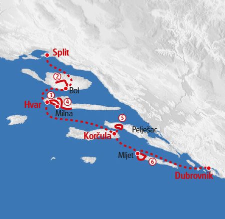 Wanderung Kroatische Inseln Karte