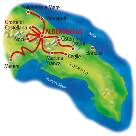 Karte Apulien Sternfahrt