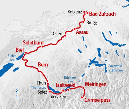 Karte Aare Route 