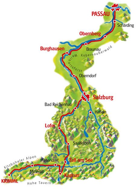 Karte Tauern-Radweg