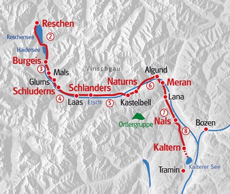 Hiking Via Claudia 2 South Tyrol map