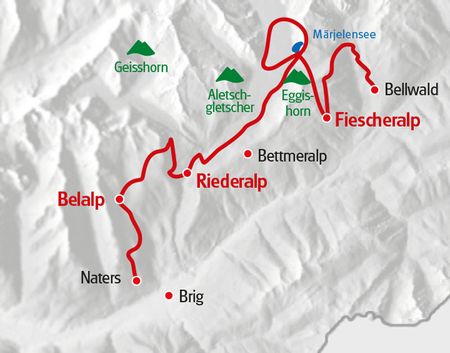 Carte du sentier panoramique d'Aletsch