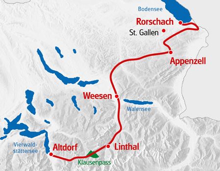 Die Wandertour Alpenpanorama Weg von Eurotrek startet in Rorschach und endet in Altodorf.
