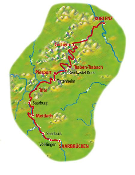 Karte Saarbrücken - Koblenz