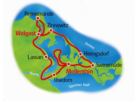 Karte Usedom Doppelsternfahrt
