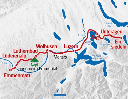  Alpenpanoramaweg in rot auf der Karte markiert.