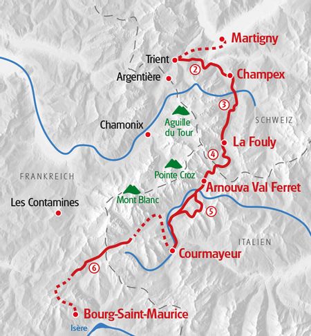 Hiking Mont Blanc east map