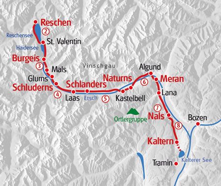Reschensee-Kalterersee Karte