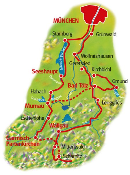 Karte Münchner Seenrunde