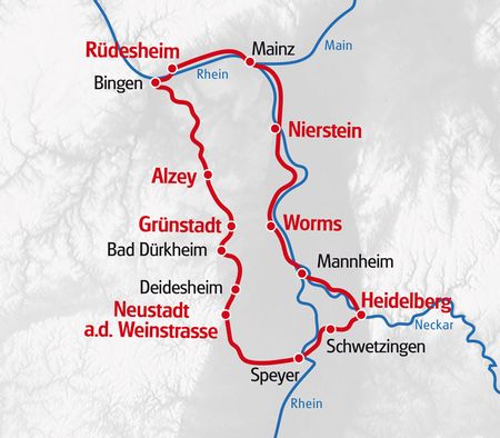Eurotrek Karte Rhein Winzertour 