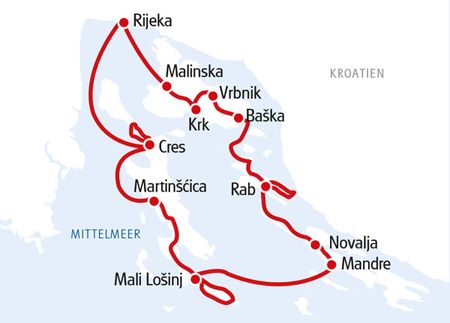 Auf der Rad-Schiff-Tour in der Kvarner Bucht erlebt man Inselhüpfen in Kroatien am Mittelmeer.