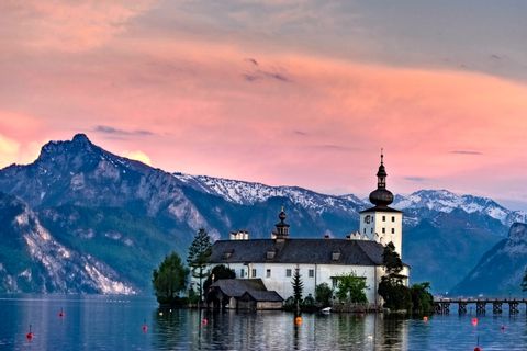 Castle Orth at Lake Traunsee at sunset