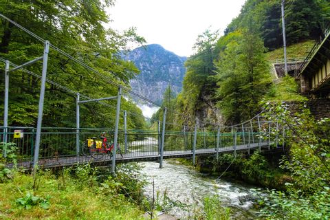 Suspension bridge in Obertraun 